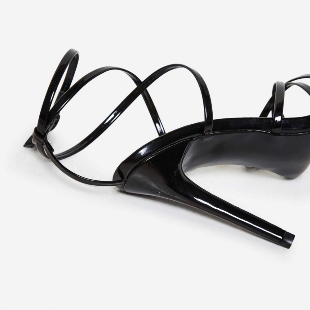 EGO “Kaia” Pointed Barely There Heel in Black Patent - Picture 4 of 10